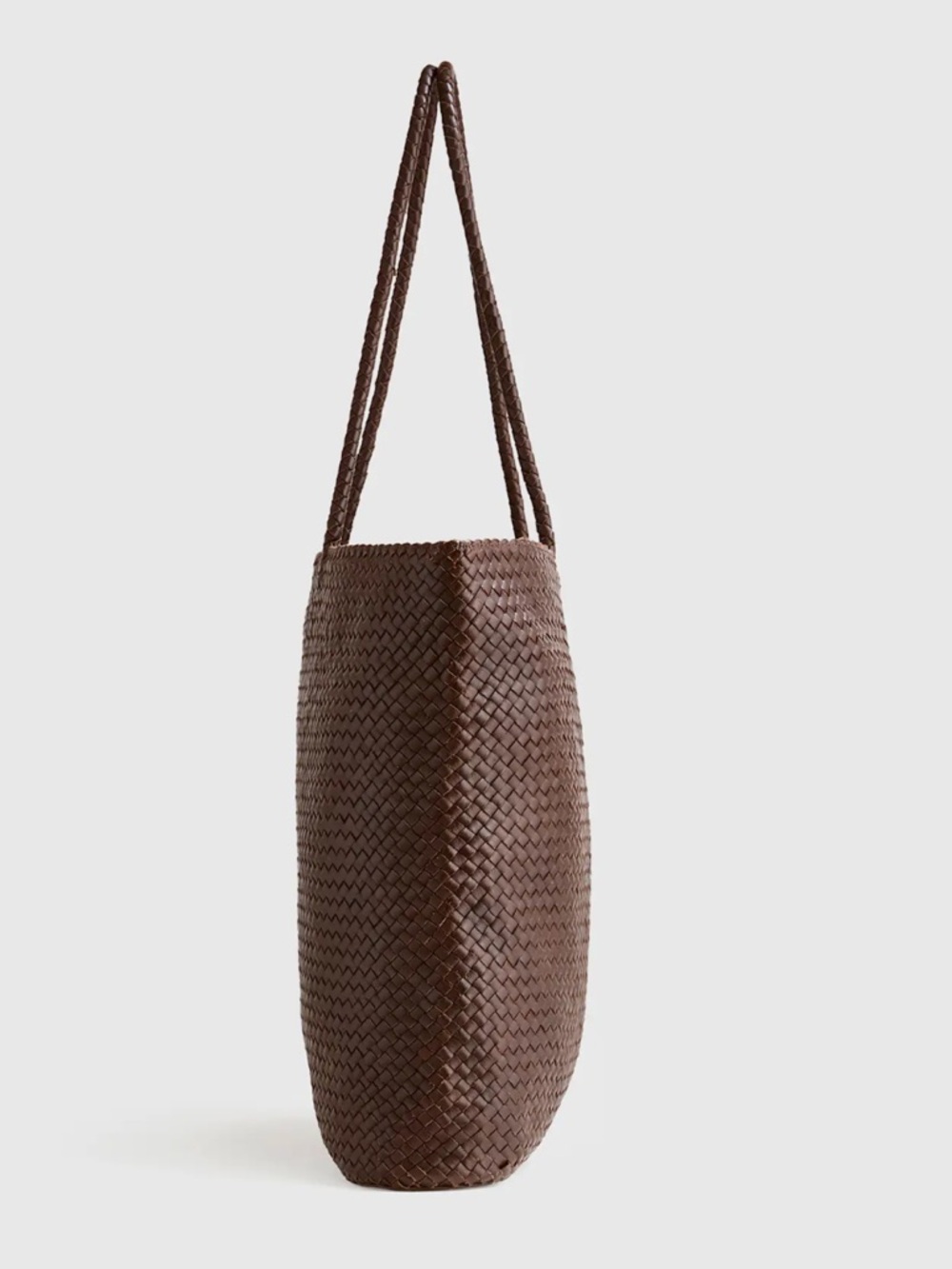 Quince Italian Leather Dark Brown Handwoven Tote Bag - Picture 5 of 9